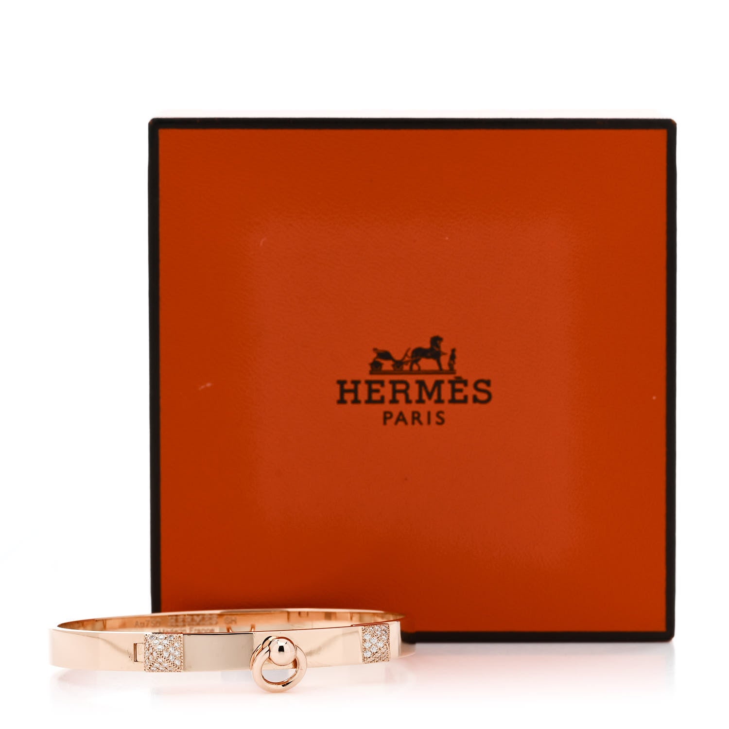 Hermes 18K Rose Gold Diamond PM Collier De Chien Bracelet SH 4 of 4