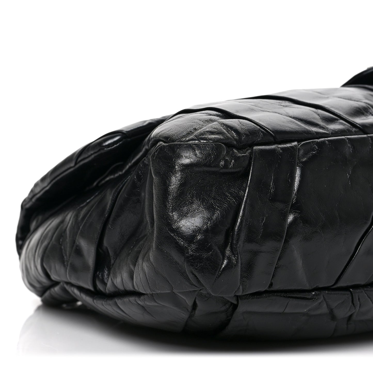 Glazed Calfskin Twisted Maxi Flap Black
