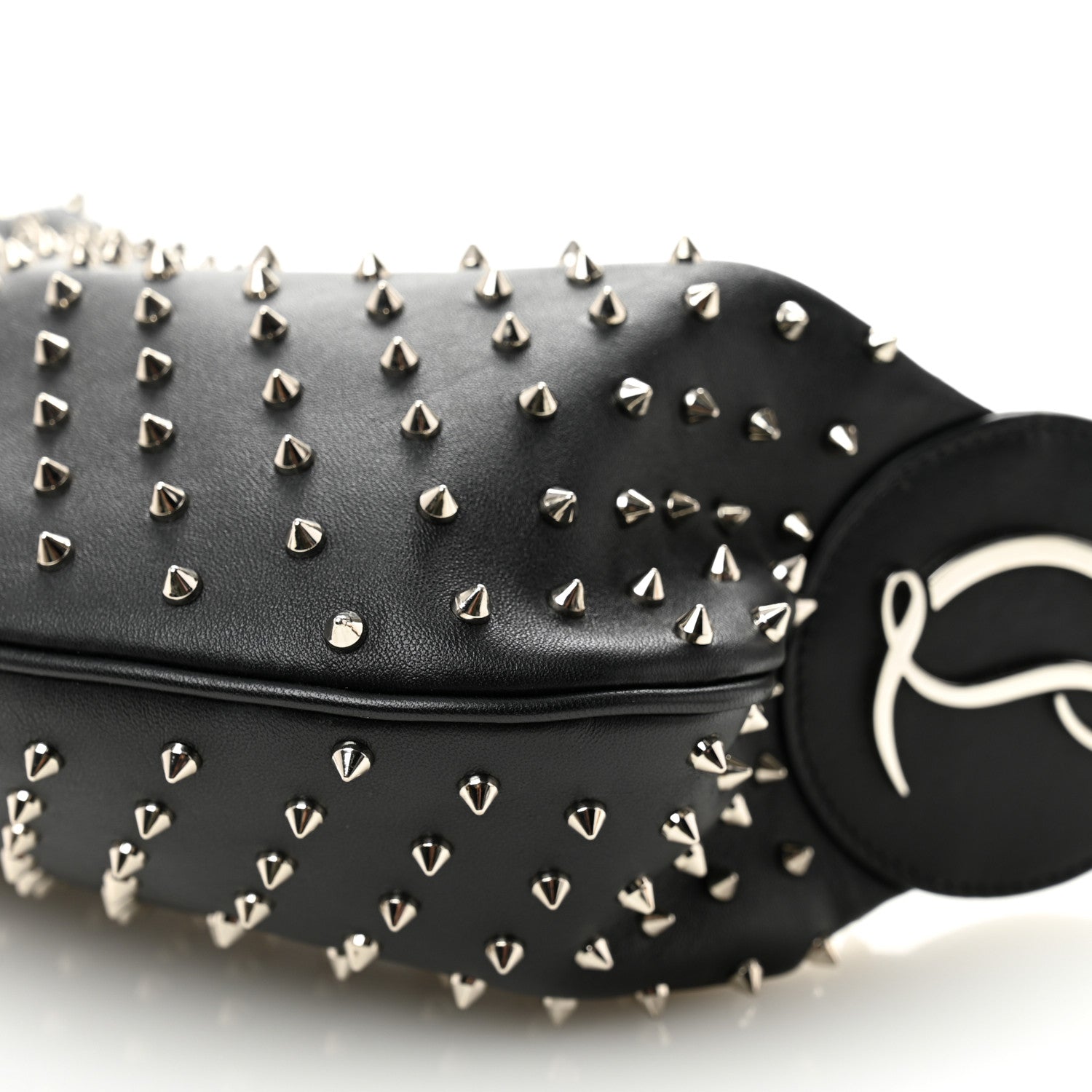 Christian Louboutin Calfskin Studded Le 54 Shoulder Bag Black