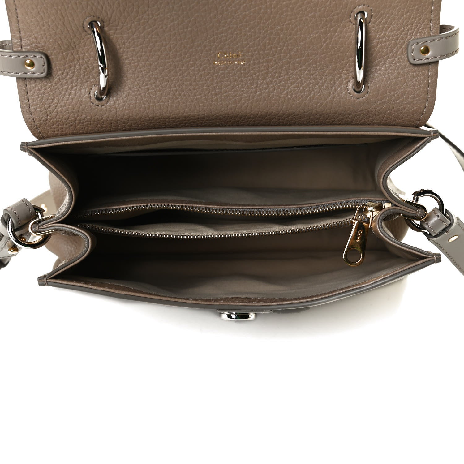 Chloe Shiny Grained Calfskin Medium Aby Day Shoulder Bag Motty Grey 5 of 15