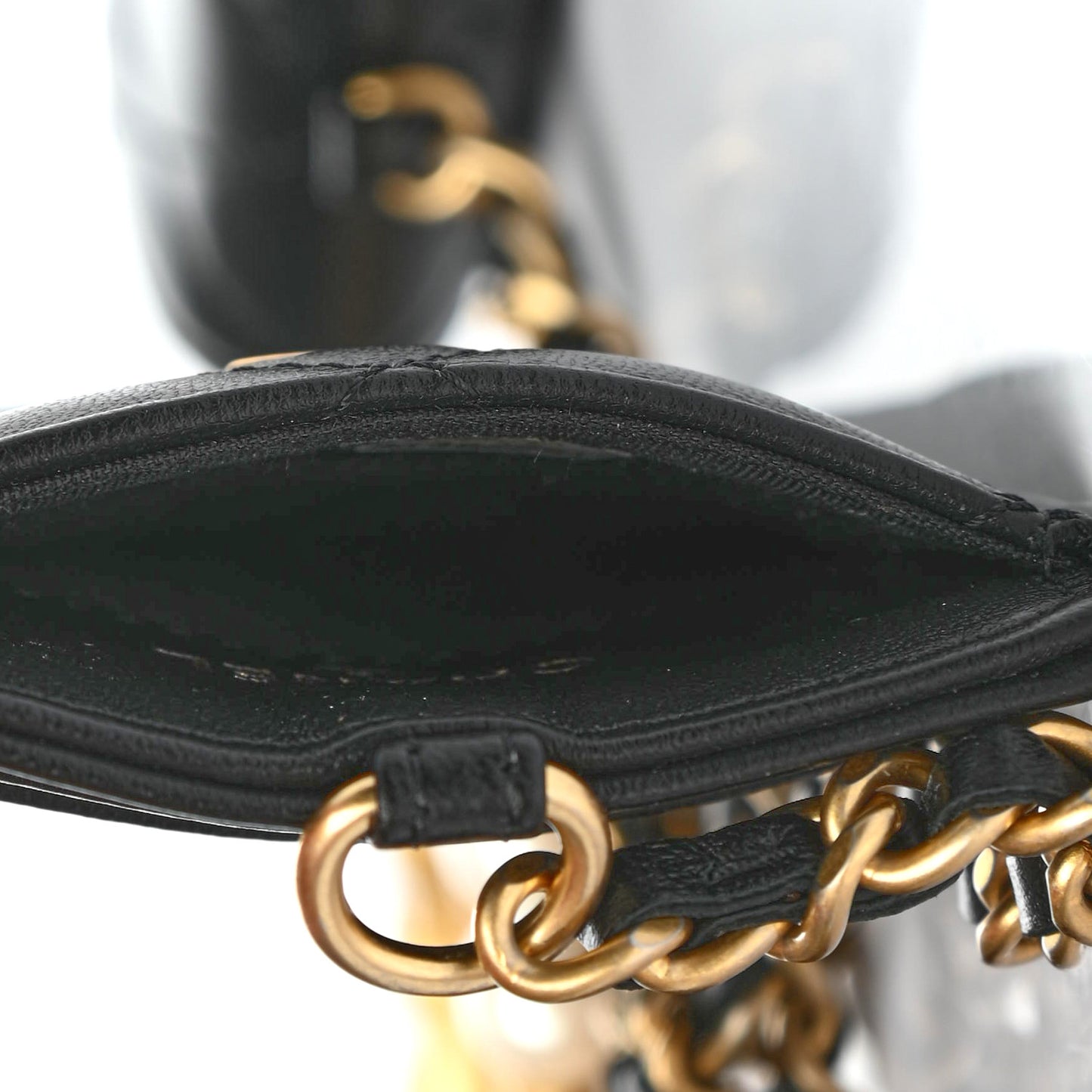 Pearl Lambskin Pearl Crown CC Wristlet Multi Pouches Black