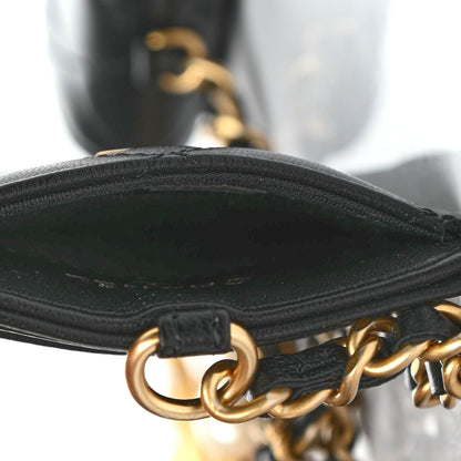 Chanel Pearl Lambskin Pearl Crown CC Wristlet Multi Pouches Black 5 of 10
