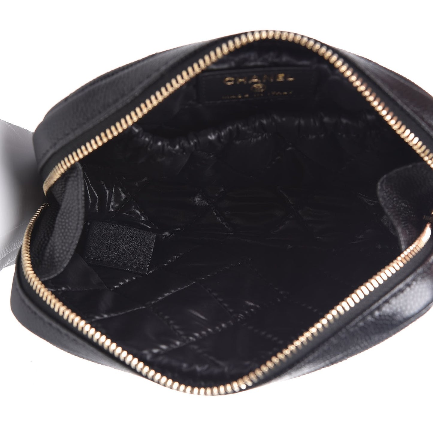 Caviar Quilted Small Curvy Pouch Cosmetic Case Black