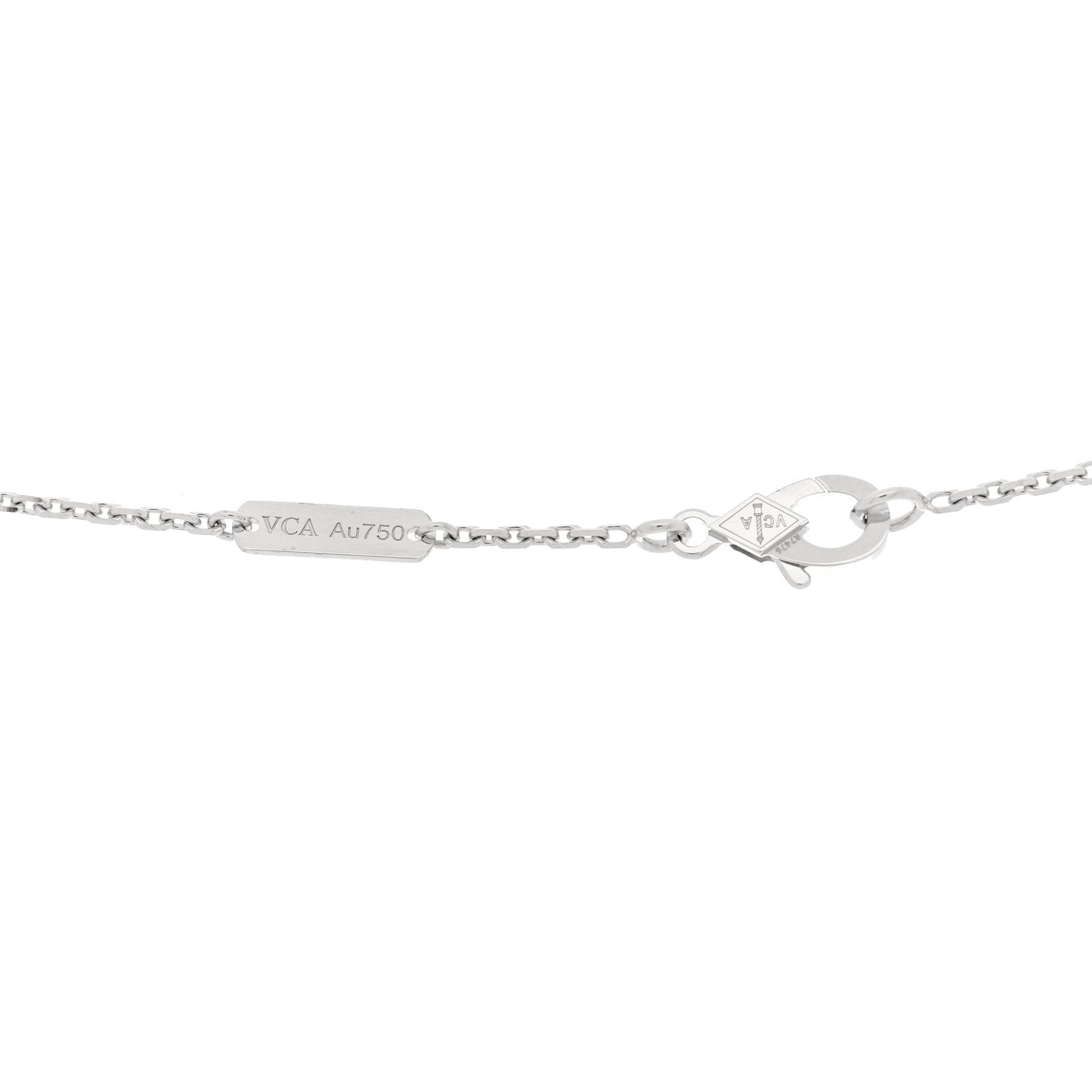 18K White Rose Gold Diamond Guilloche Vintage Alhambra Pendant Necklace