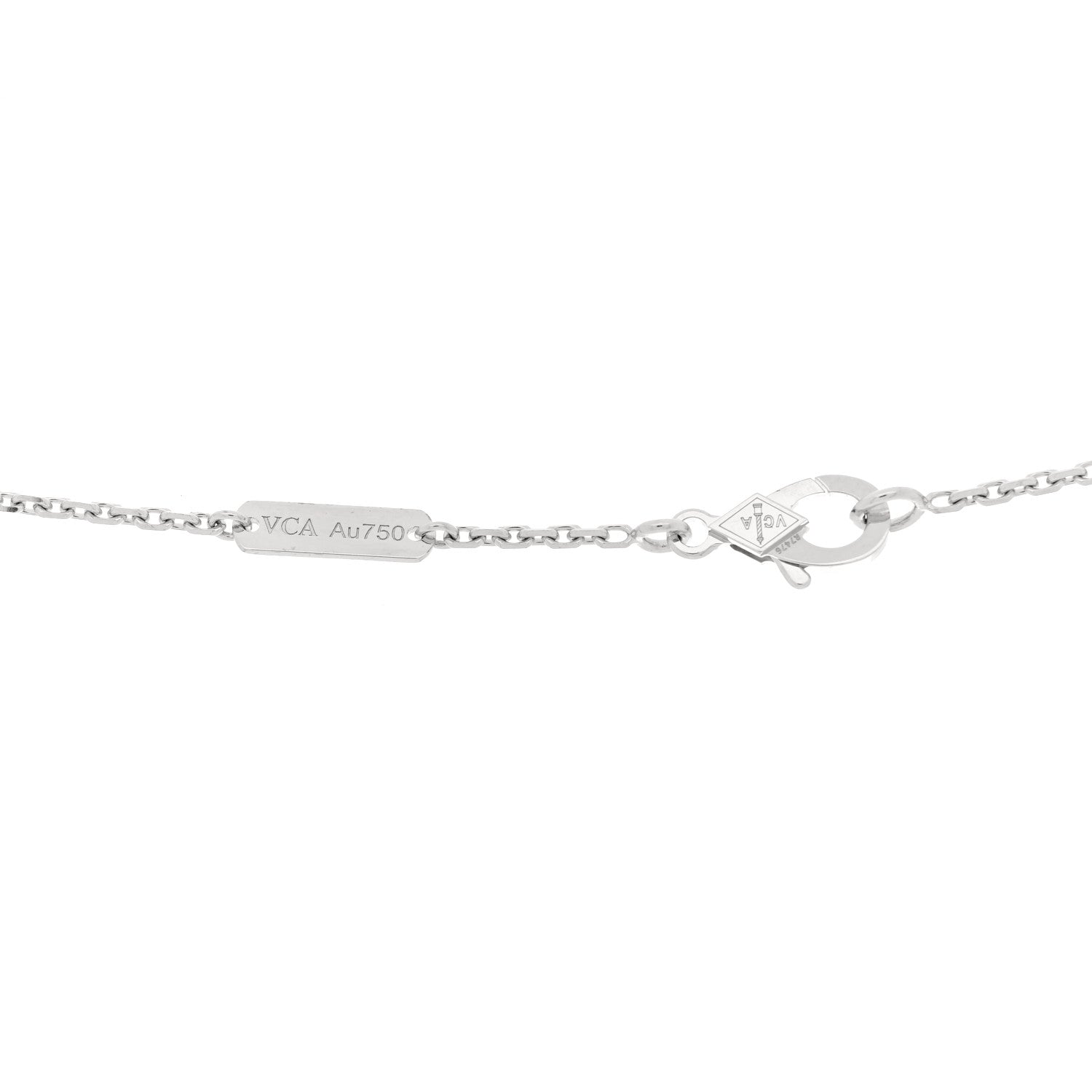 Van Cleef & Arpels 18K White Rose Gold Diamond Guilloche Vintage Alhambra Pendant Necklace 4 of 5