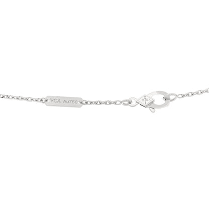 Van Cleef & Arpels 18K White Rose Gold Diamond Guilloche Vintage Alhambra Pendant Necklace 4 of 5