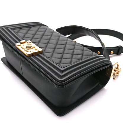 Chanel Calfskin Medium Boy Logo Top Handle Flap Black 10 of 11