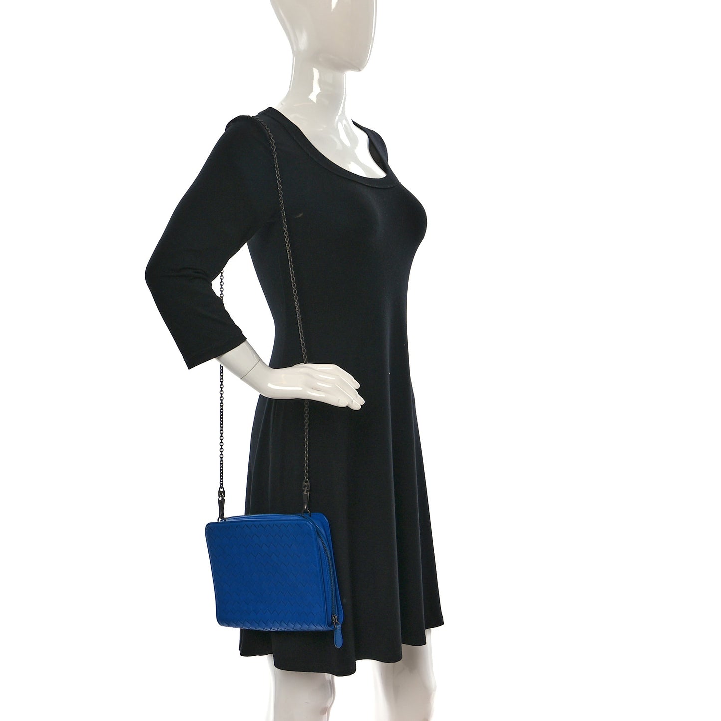 Nappa Intrecciato Zip Around Wallet On Chain Signal Blue