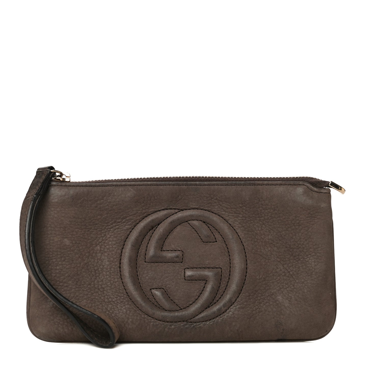 Pebbled Calfskin Soho Wristlet Brown