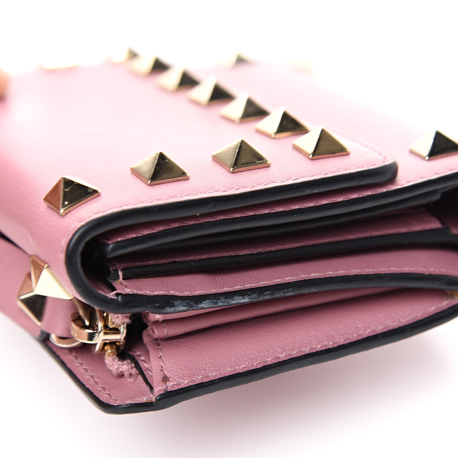 Valentino Garavani Calfskin Bi-Fold Rockstud Wallet Antique Rose 9 of 10