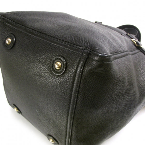 Leather Large Downtown Tote Black