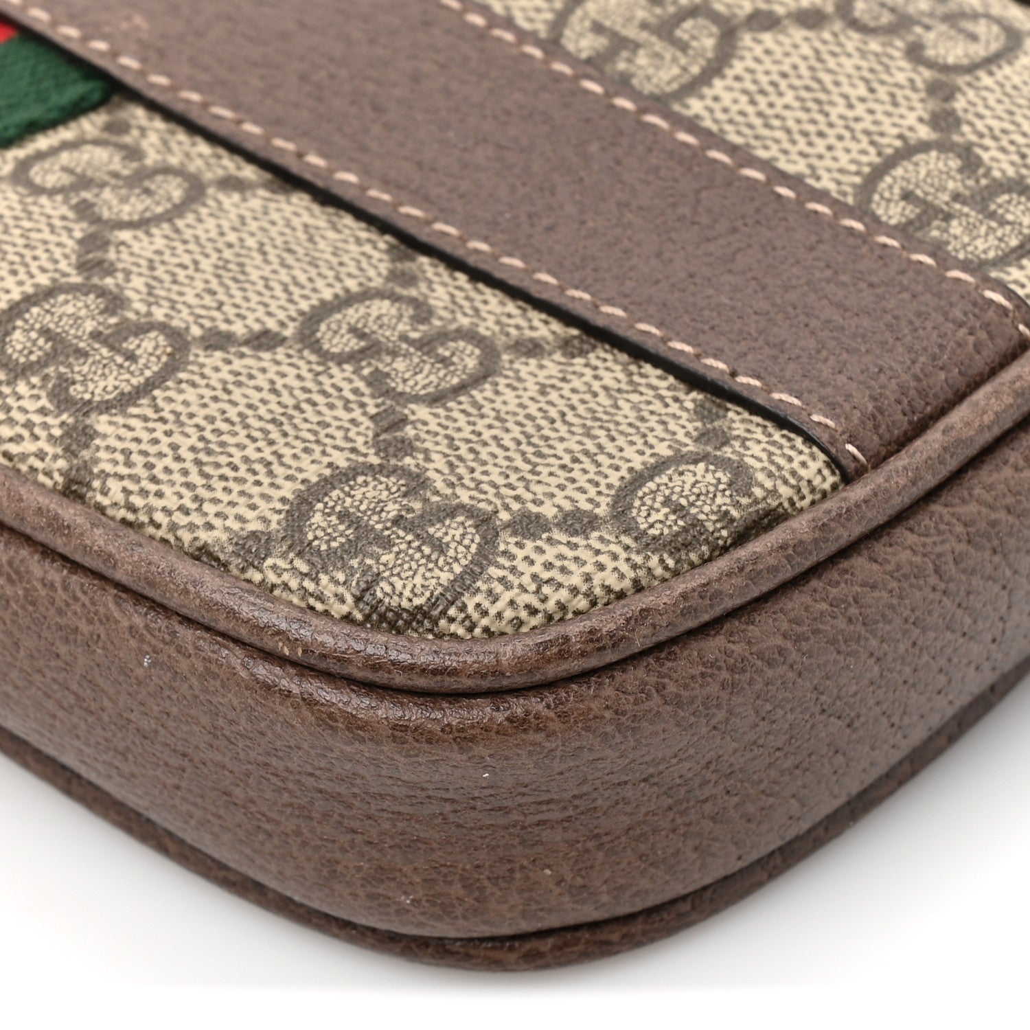 Gucci GG Supreme Monogram Ophidia Phone Case Wristlet Brown Brown 8 of 9