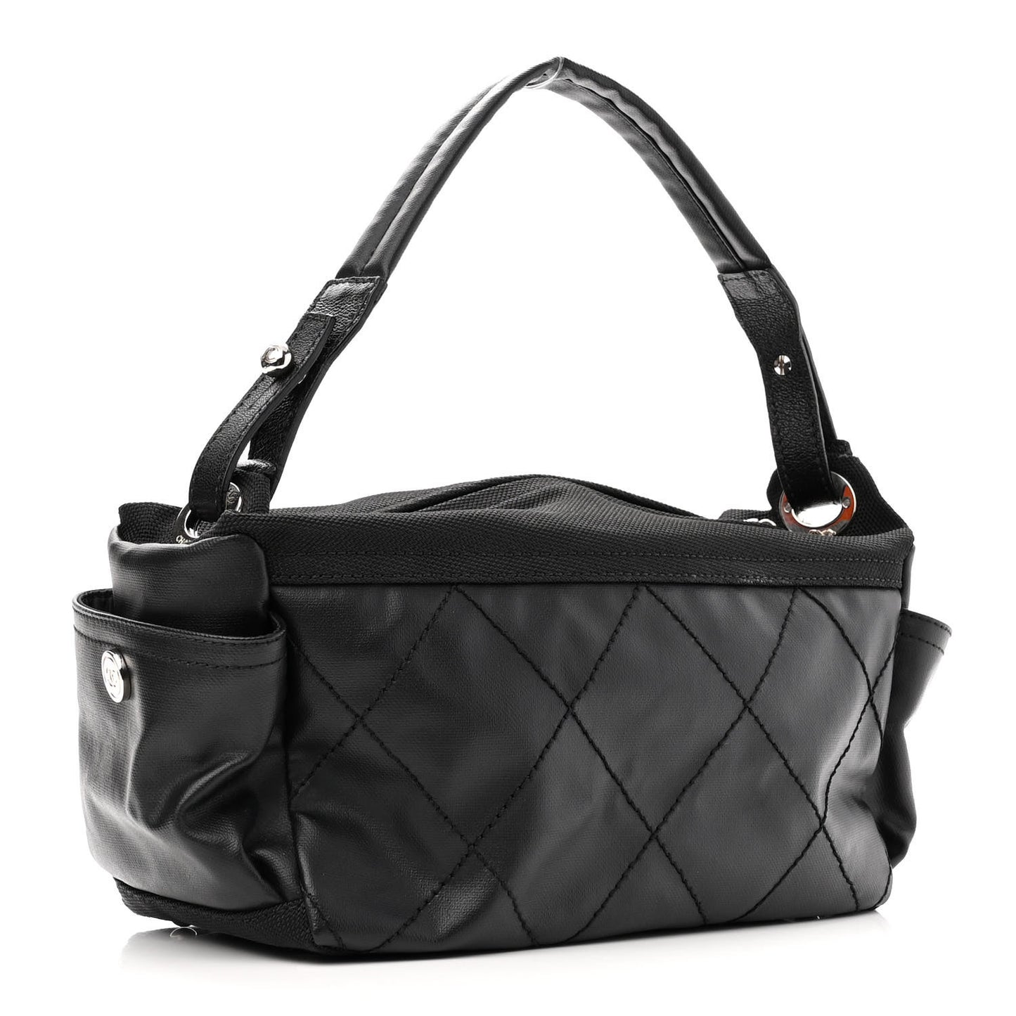 Coated Canvas Paris Biarritz Hobo Black