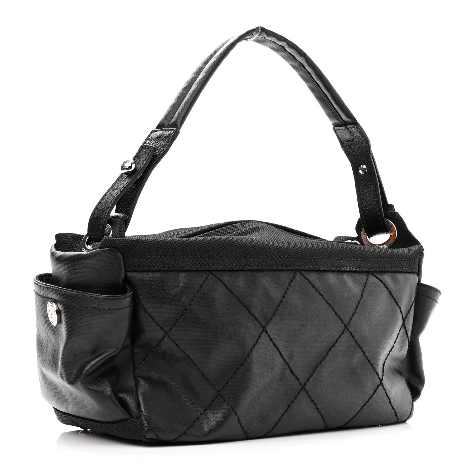 Chanel Coated Canvas Paris Biarritz Hobo Black 3 of 12