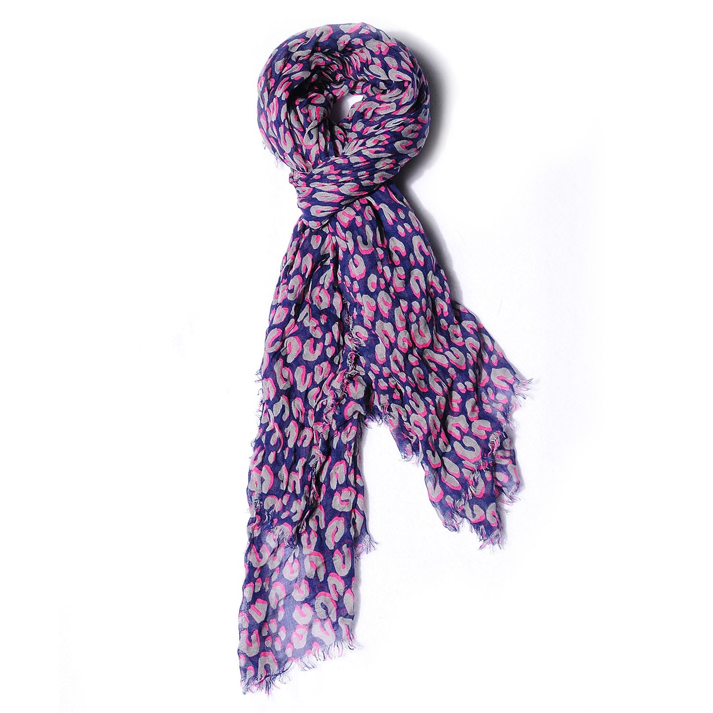 Cashmere Silk Leopard Stole Blue Nuit