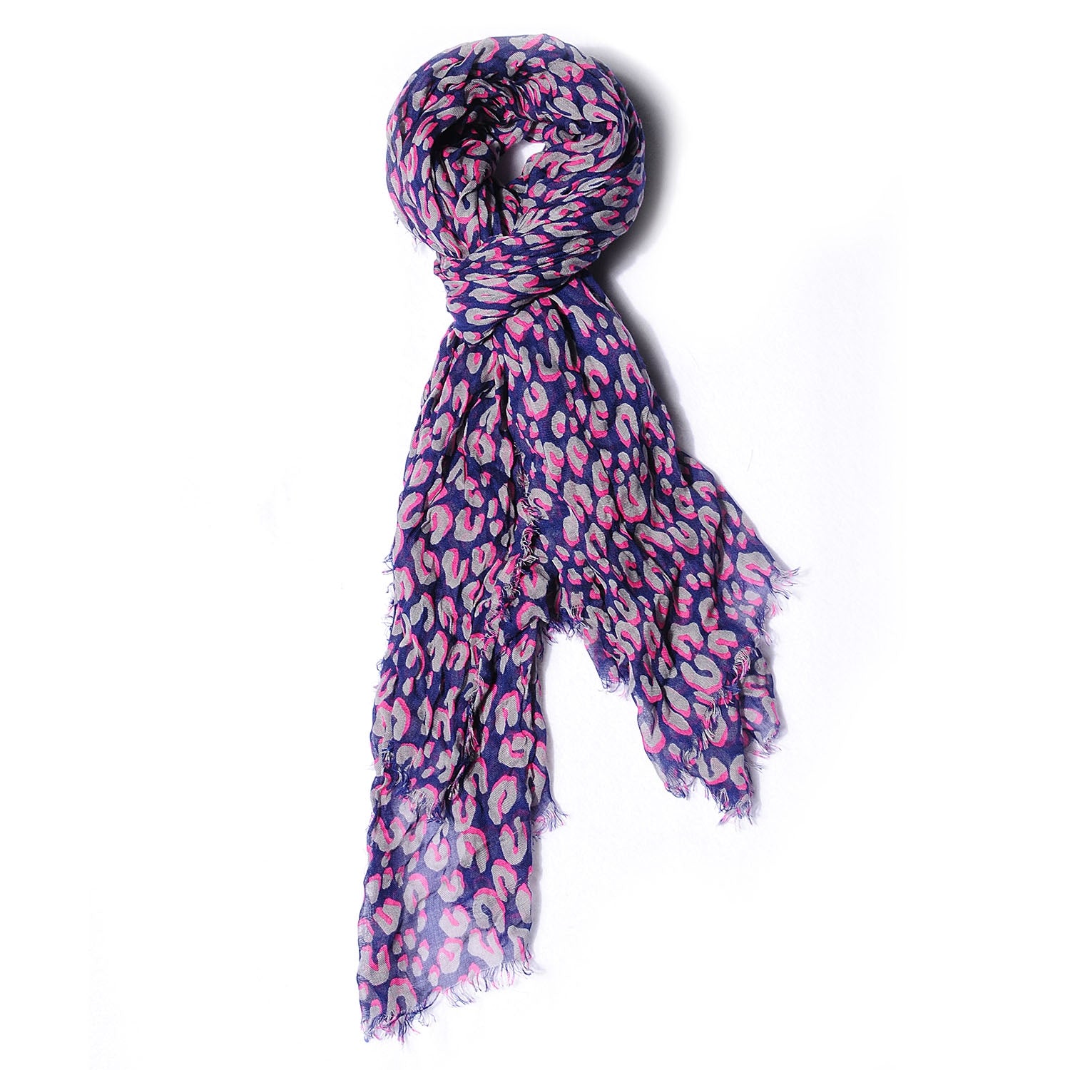 Louis Vuitton Cashmere Silk Leopard Stole Blue Nuit 1 of 4