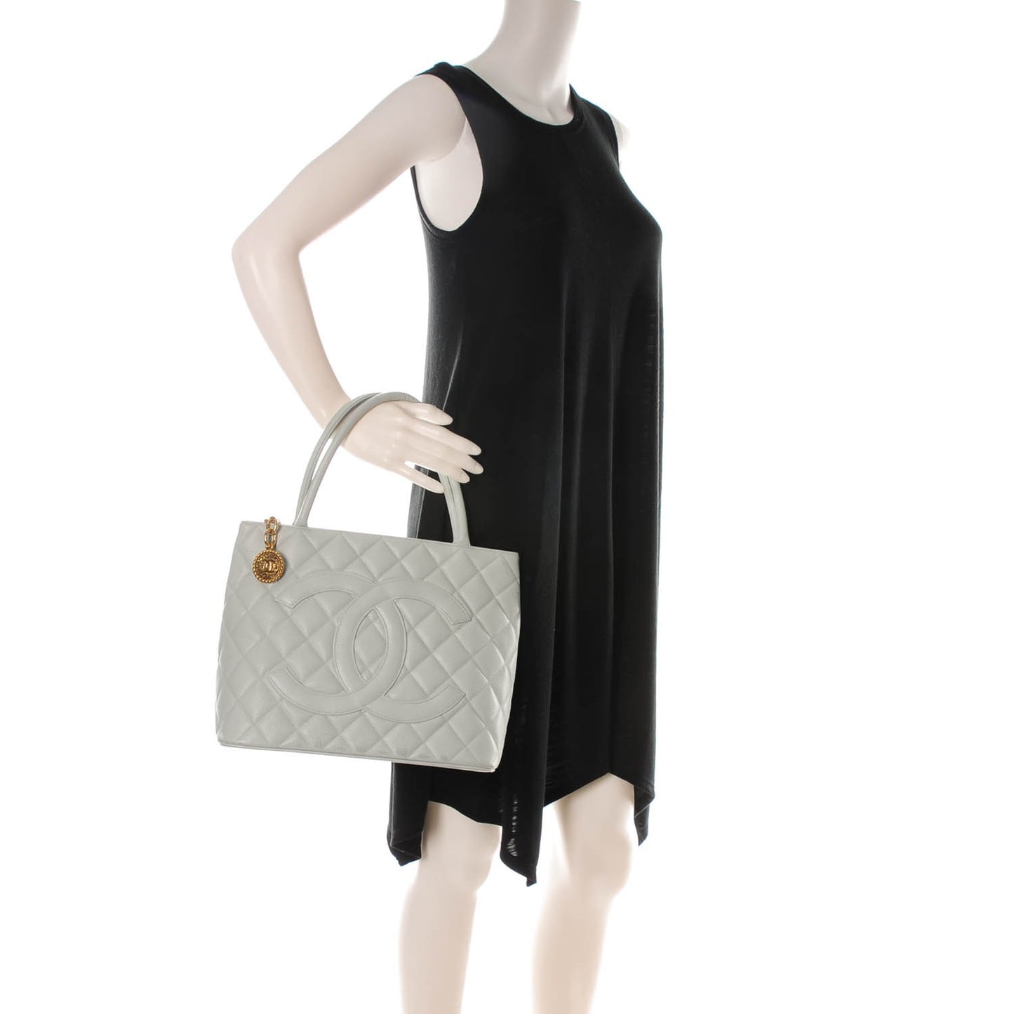 Caviar Quilted Medallion Tote Light Blue