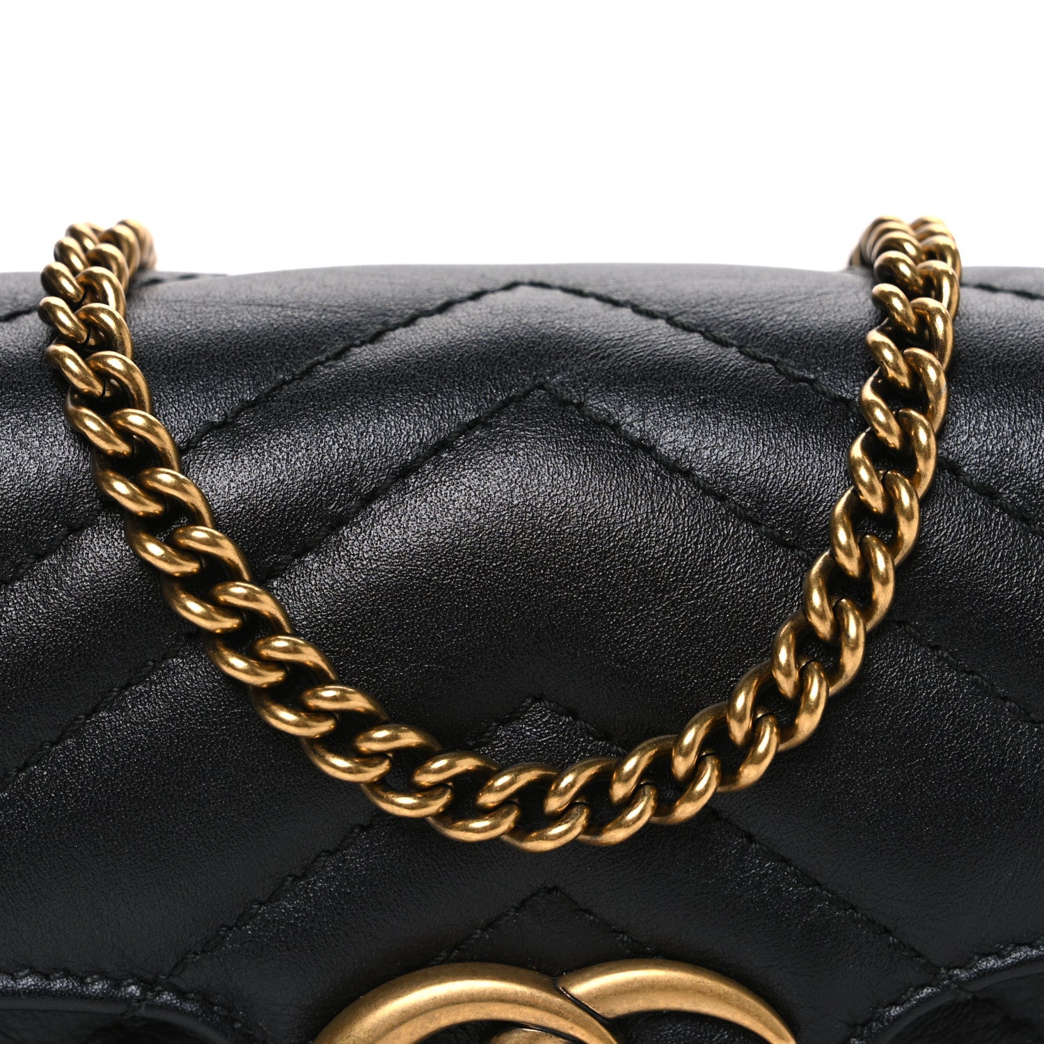 Gucci Calfskin Matelasse Super Mini GG Marmont Shoulder Bag Black 7 of 9