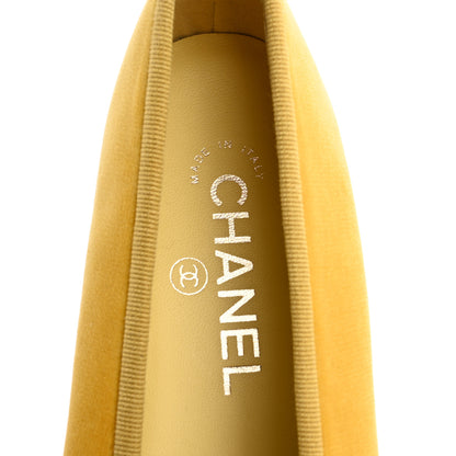Chanel Velvet Cap Toe Ballerina Flats 37 Yellow 7 of 10