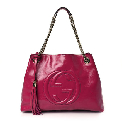 Gucci Vernice Naplack Medium Soho Chain Shoulder Bag Bright Bouganville 1 of 11