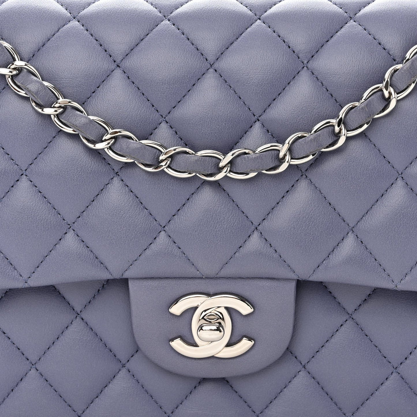 Lambskin Quilted Medium Double Flap Light Purple