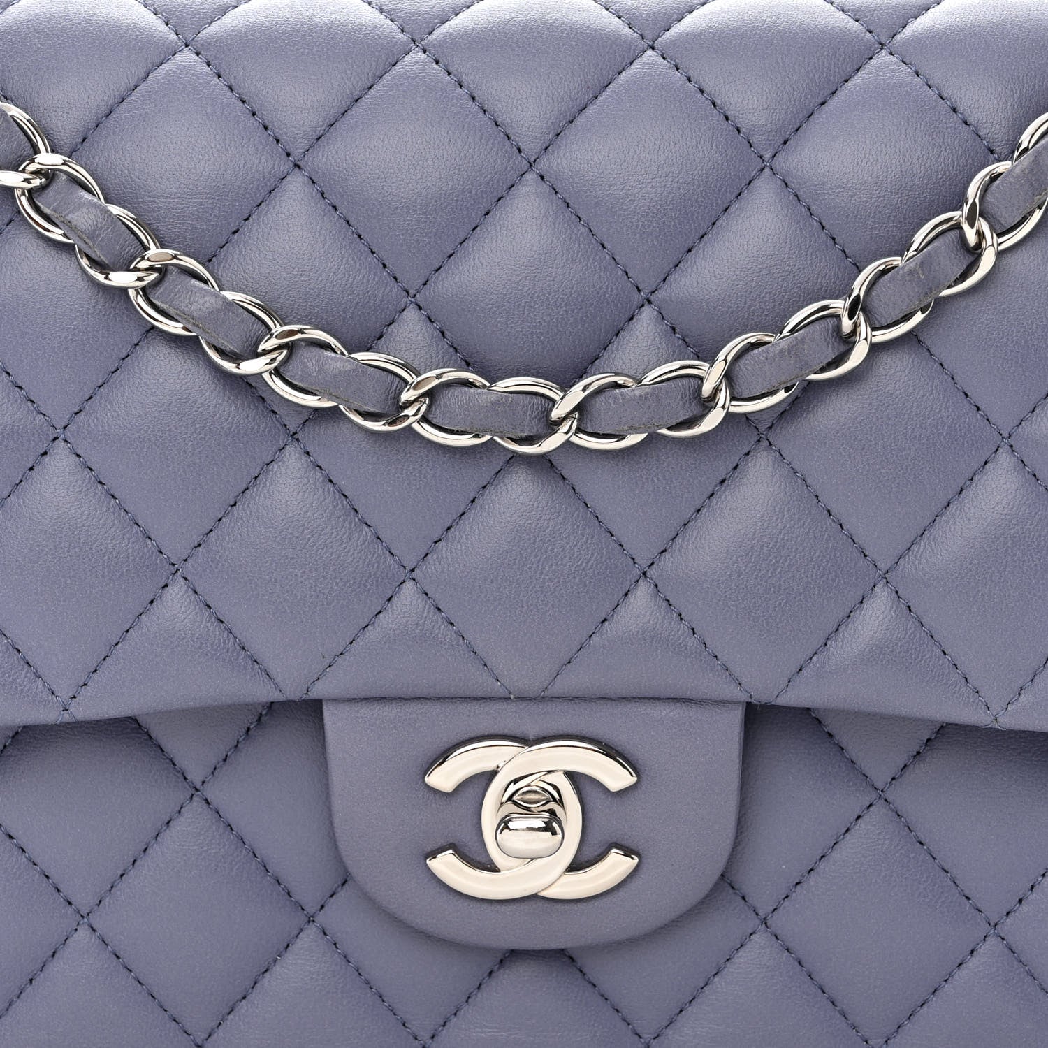 Chanel Lambskin Quilted Medium Double Flap Light Purple 9 of 17