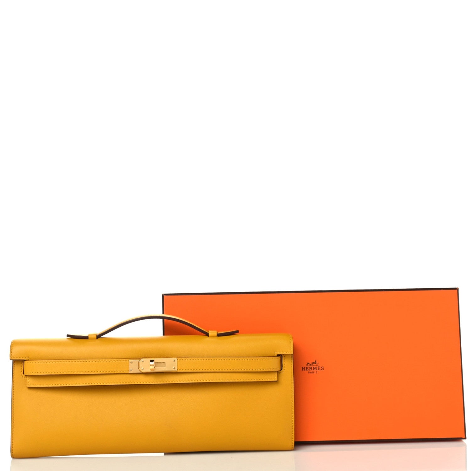Hermes Swift Kelly Cut Clutch Pochette Jaune Ambre 7 of 7