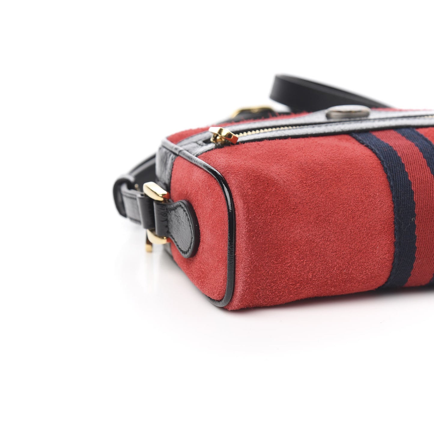 Suede Patent Web Mini Ophidia Shoulder Bag Red