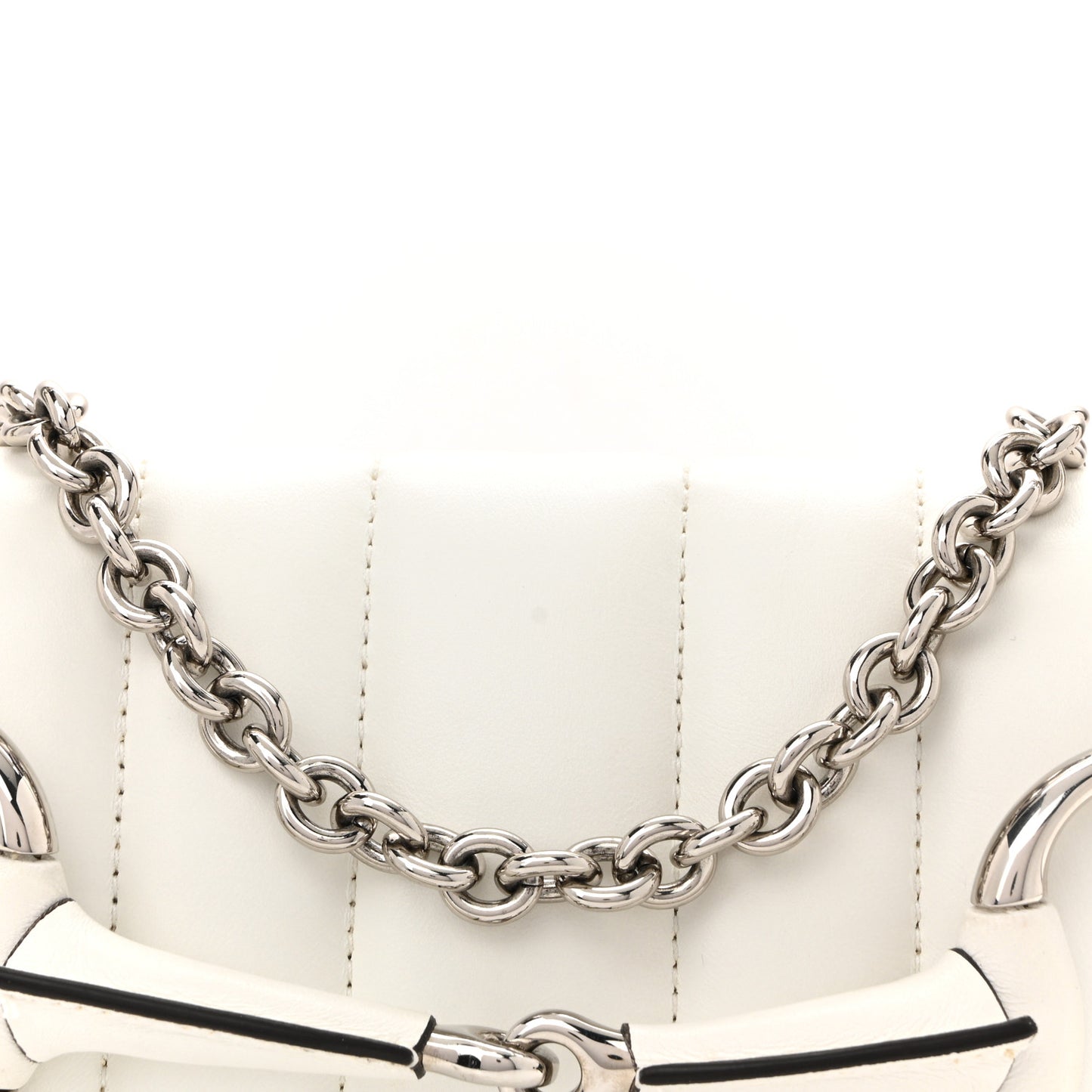 Nappa Vertical Matelasse Small Maxi Horsebit Chain Shoulder Bag Great White