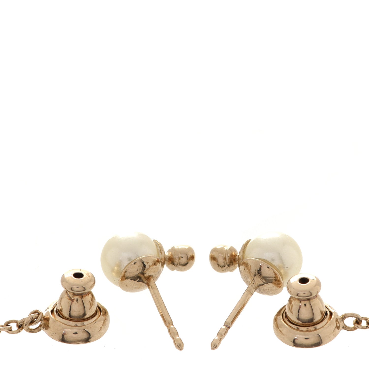 Christian Dior Pearl La Petite Tribale Dangle Chain Earrings Gold 3 of 5