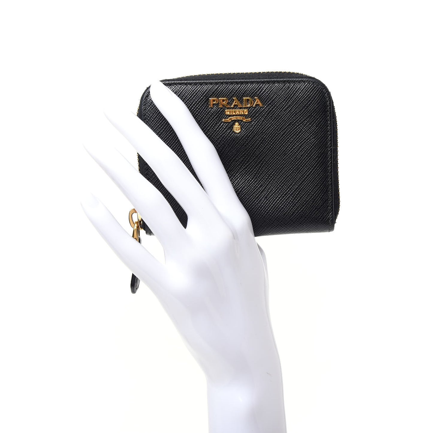 Saffiano Metal Zip Coin Purse Black
