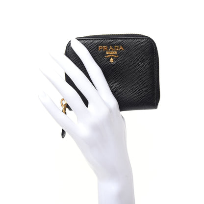 Prada Saffiano Metal Zip Coin Purse Black 2 of 6