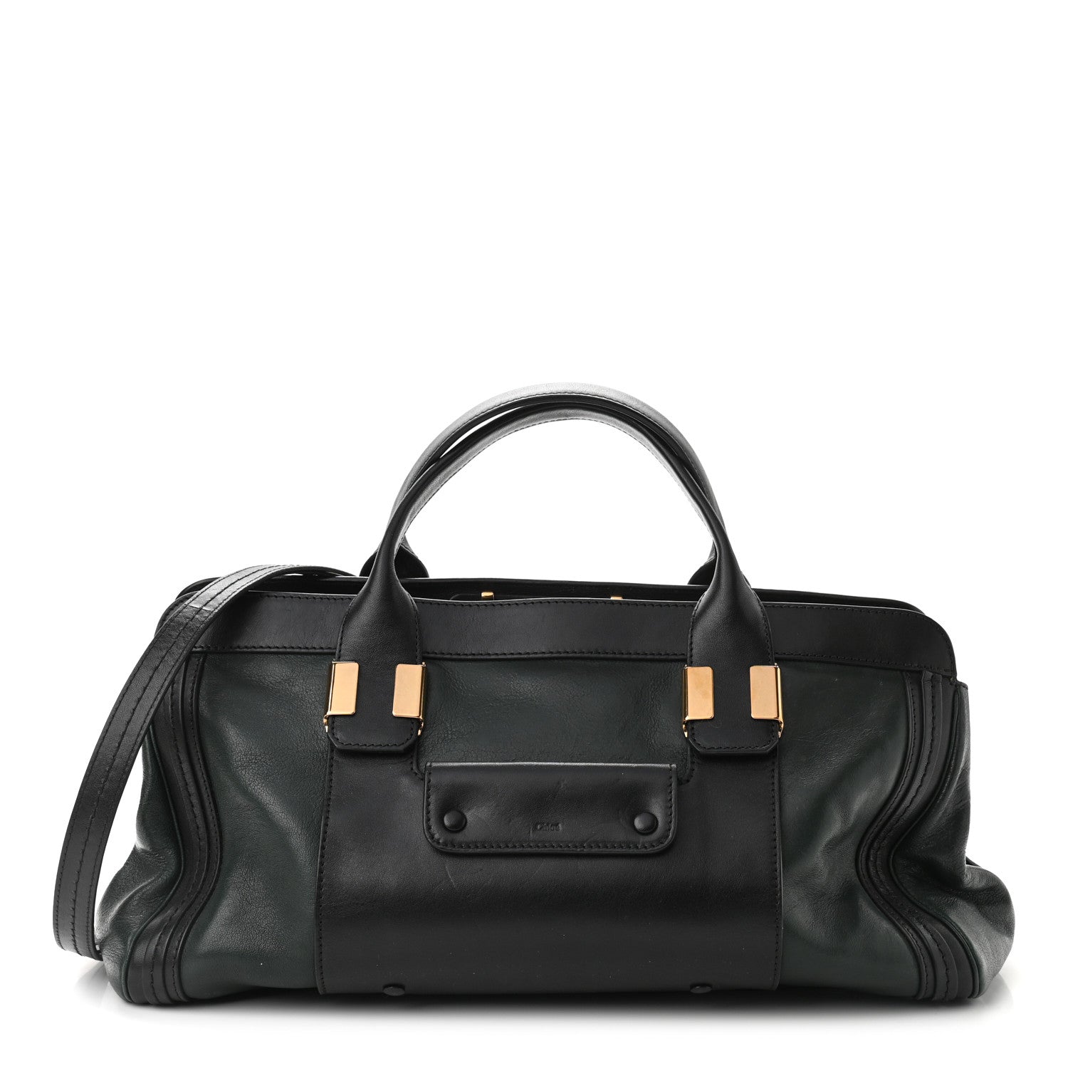 Chloe Calfskin Medium Alice Satchel Fir Green Black 1 of 12