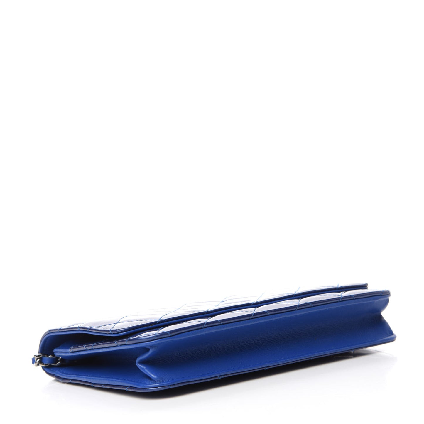 Patent Quilted Wallet On Chain WOC Dark Blue