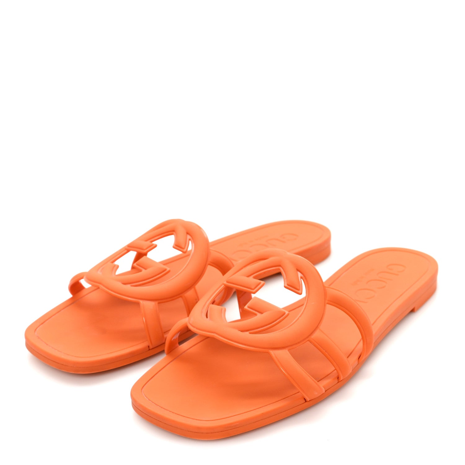 Gucci Rubber Interlocking G Womens Slide Sandals 36 Persimmon Orange 4 of 9