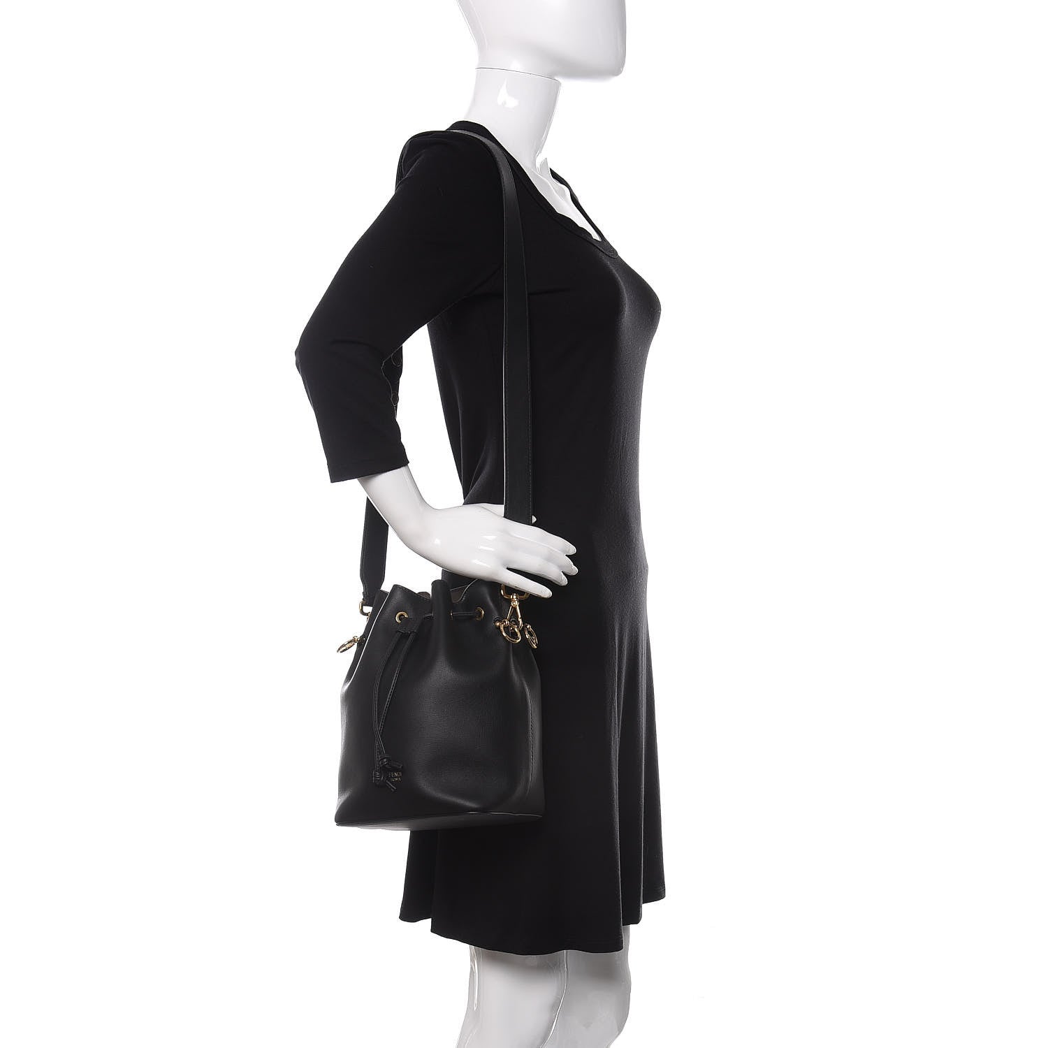 Fendi Vitello Grace Matte F is Fendi Grande Mon Tresor Bucket Bag Black 2 of 10