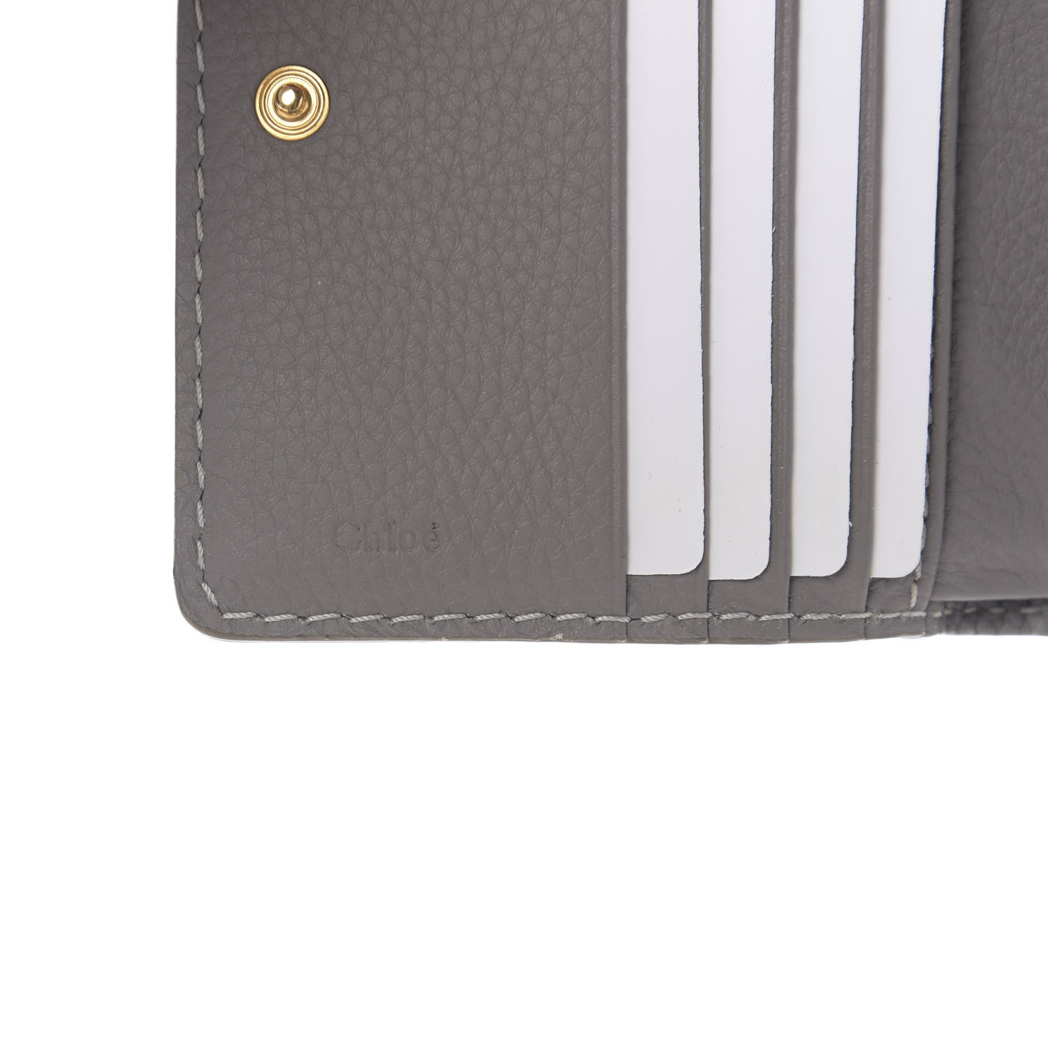 Chloe Grained Calfskin Marcie Square Wallet Cashmere Grey 5 of 5