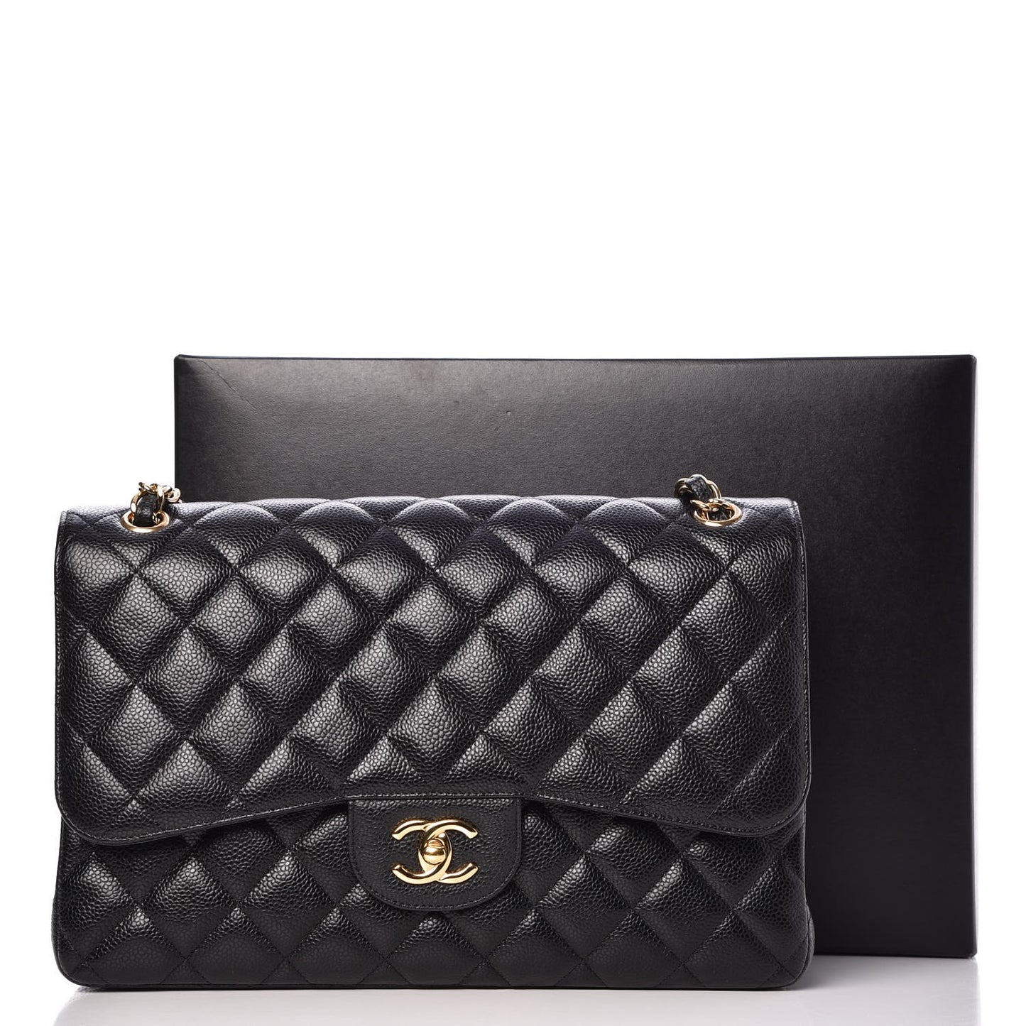 Caviar Quilted Jumbo Double Flap Black
