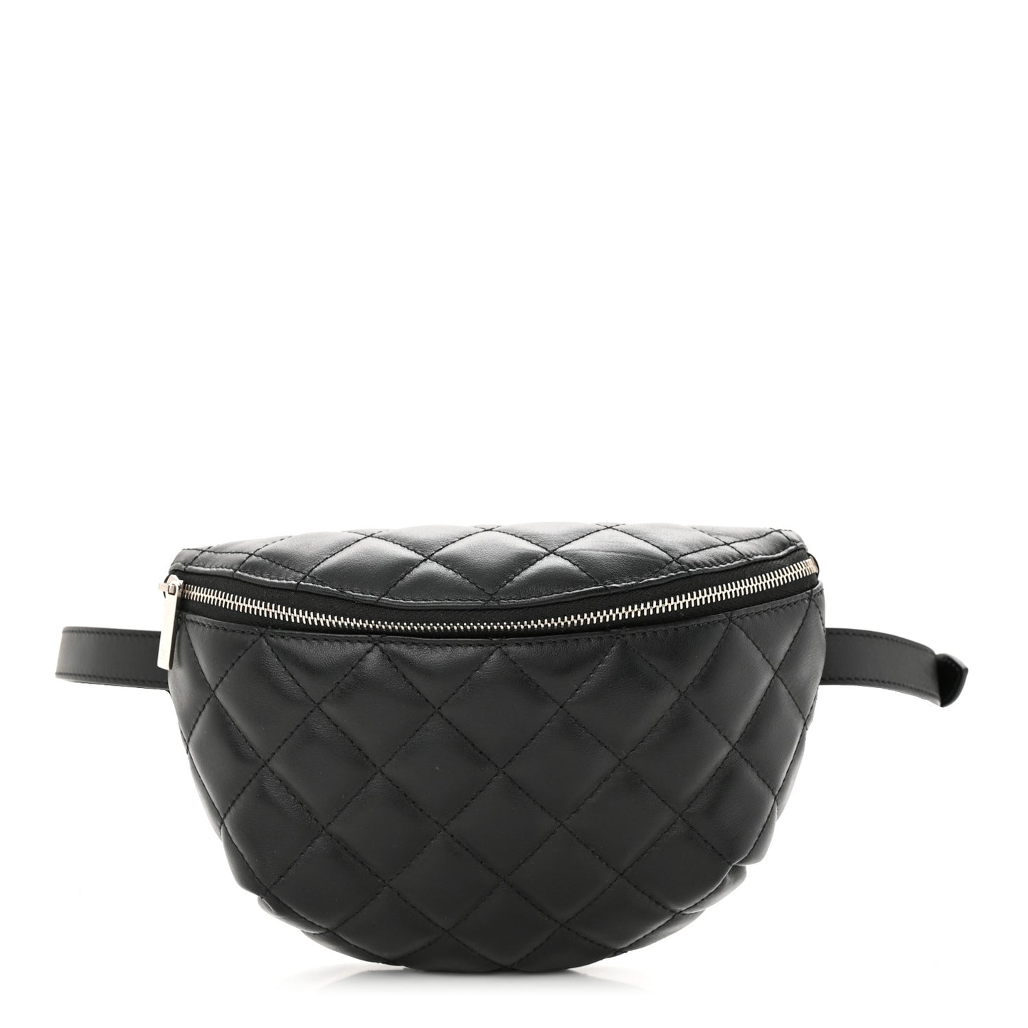 Lambskin Quilted Waist Belt Bag Black