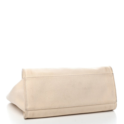 Chanel Canvas Pearl Medium Deauville Tote Ecru Beige 4 of 12