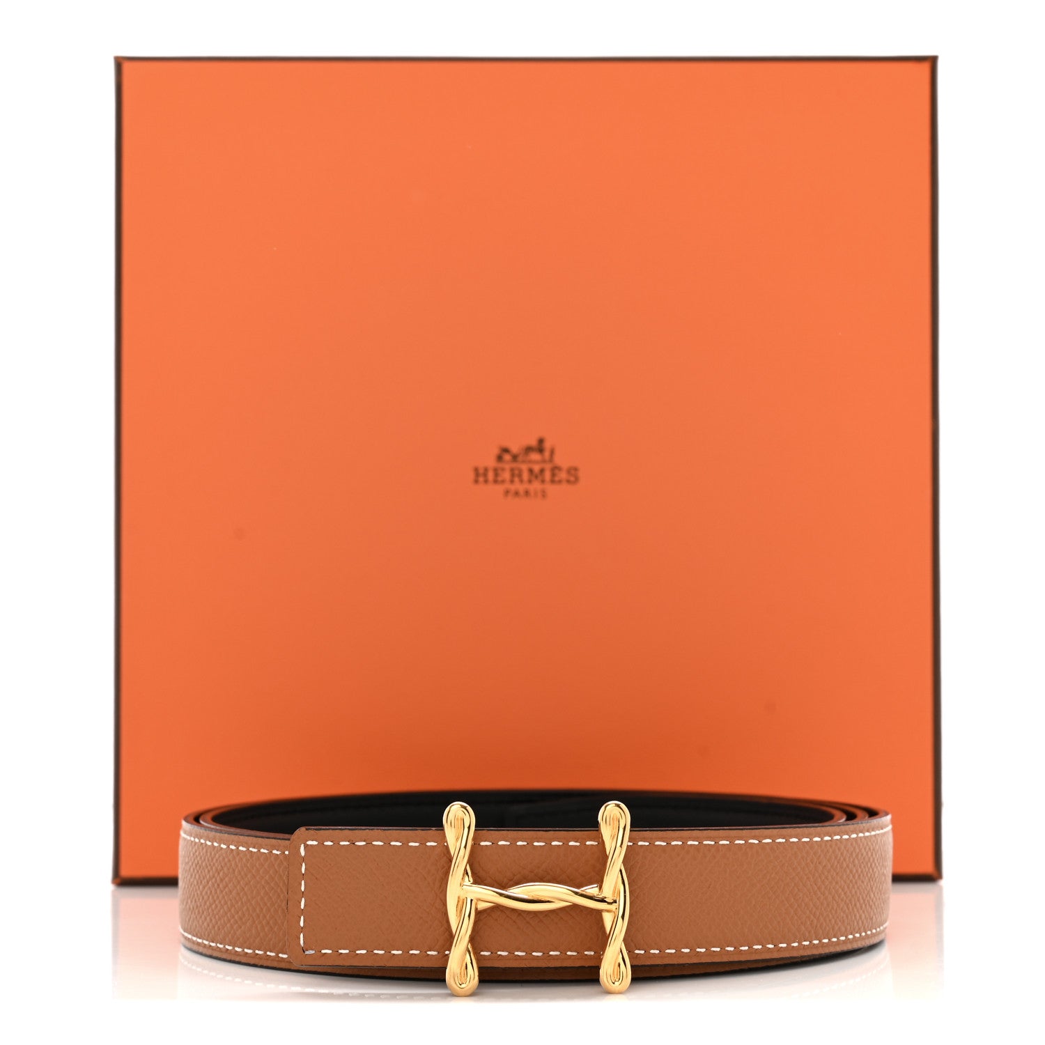 Hermes Swift Epsom 24mm H Torsade Belt 95 Black Gold 7 of 7
