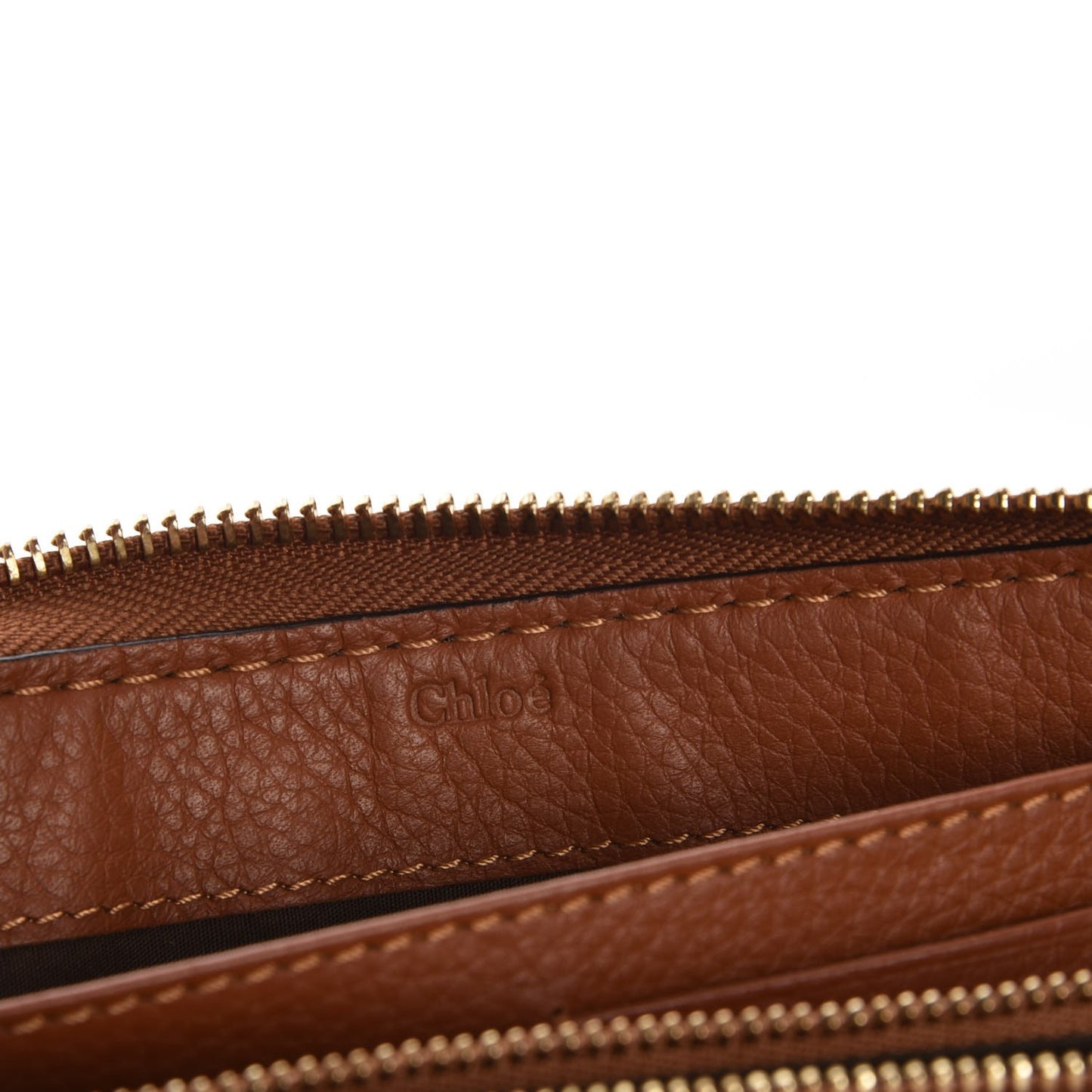 Grained Calfskin Marcie Long Zip Around Wallet Tan