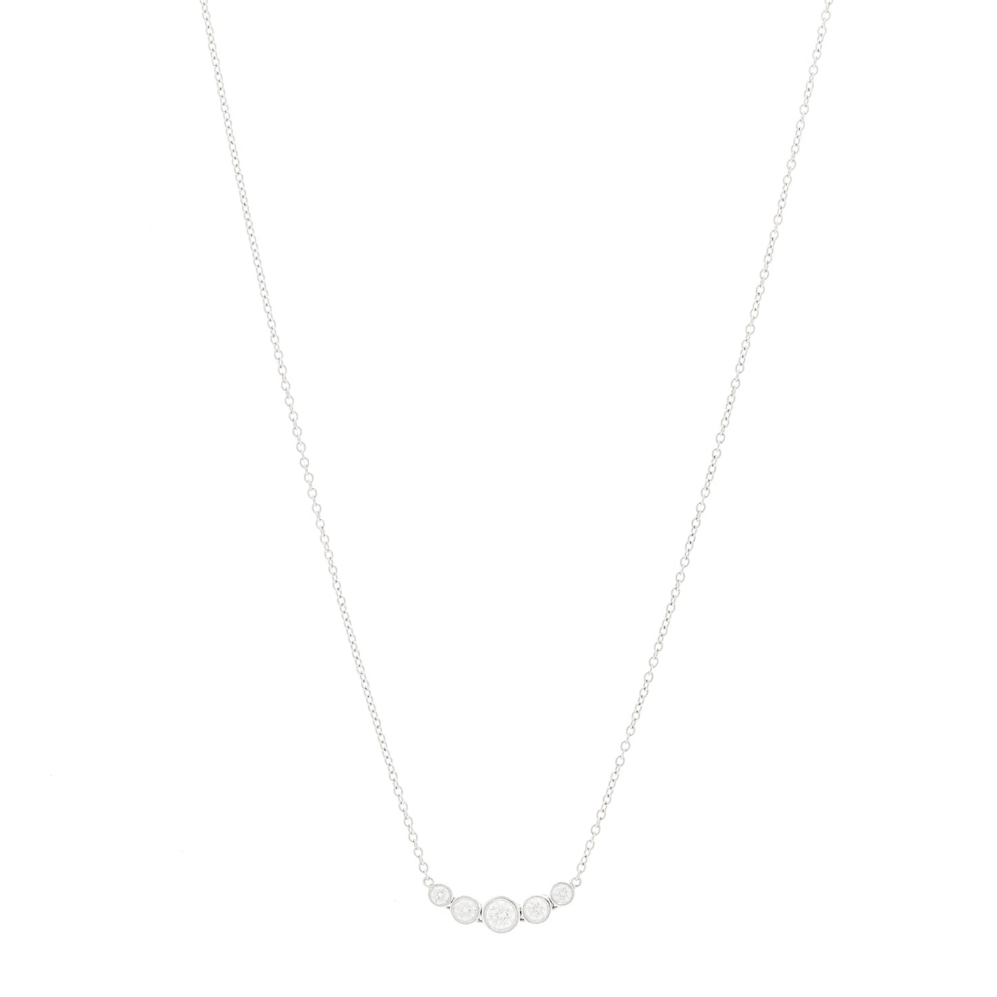 Platinum Diamond Jazz Graduated Pendant Necklace