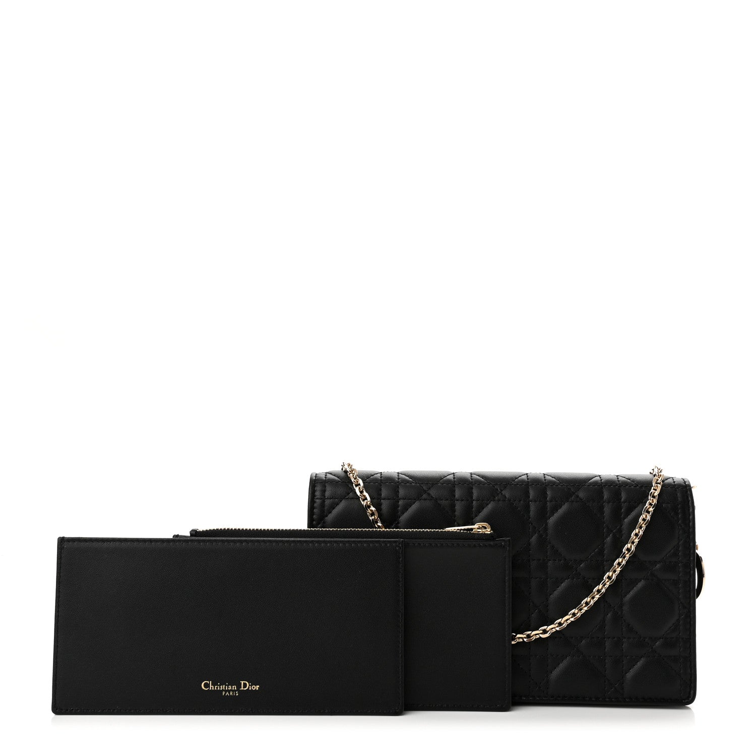 Christian Dior Lambskin Cannage Lady Dior Pouch Black 1 of 14