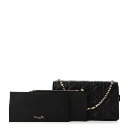 Christian Dior Lambskin Cannage Lady Dior Pouch Black 1 of 14