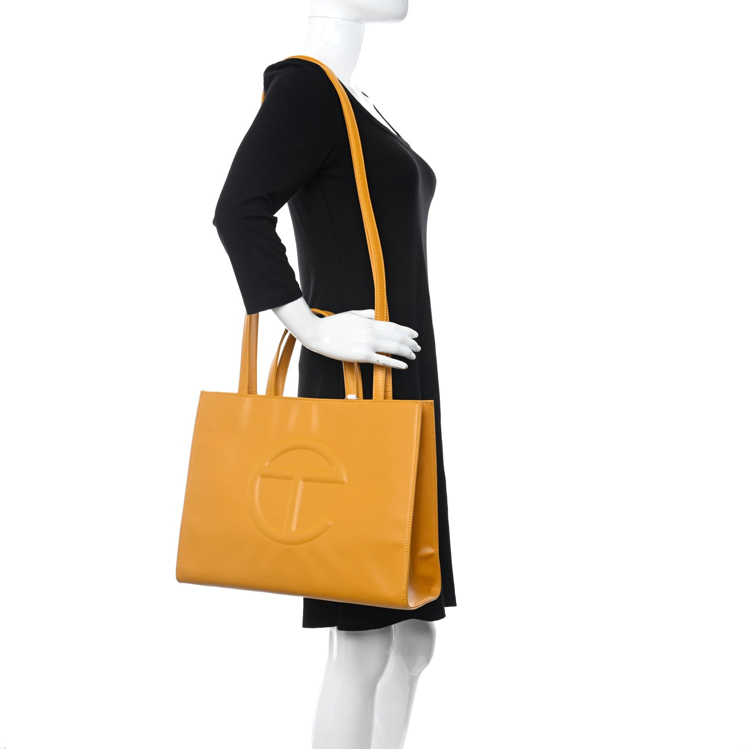 Telfar Vegan Leather Medium Shopping Bag Mustard 3 of 8