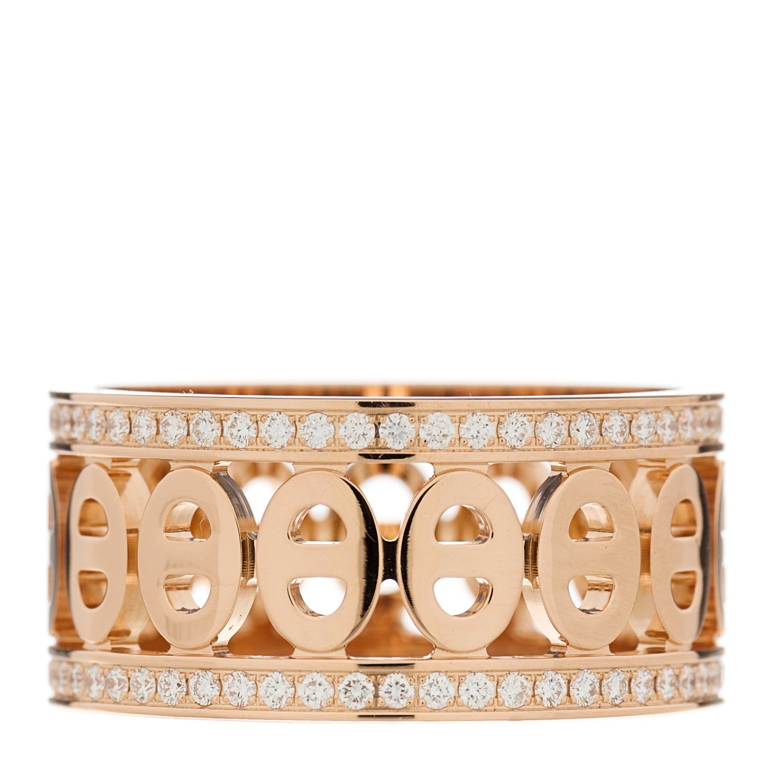 Hermes 18K Rose Gold Diamond PM Chaine d'Ancre Divine Ring 53 6.5 1 of 4