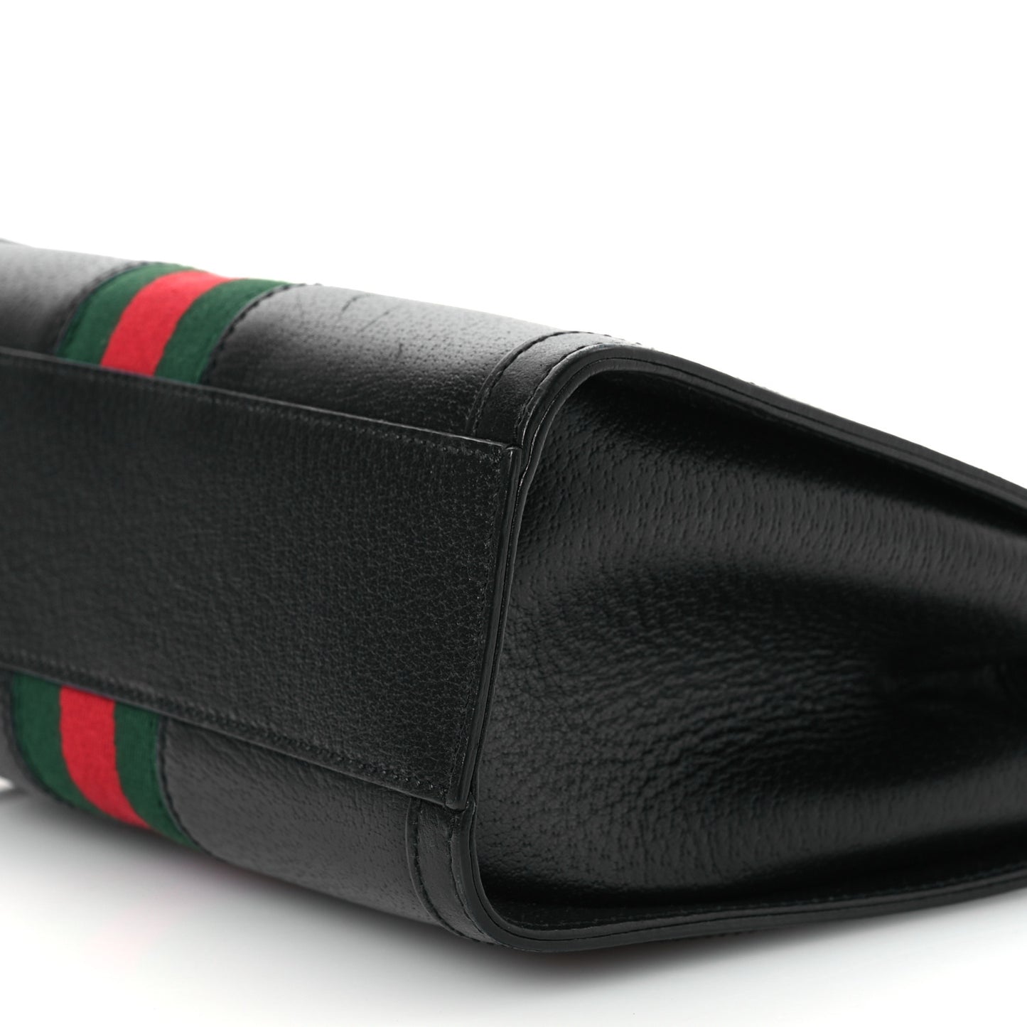 Textured Calfskin Web Small Ophidia Tote Bag Black