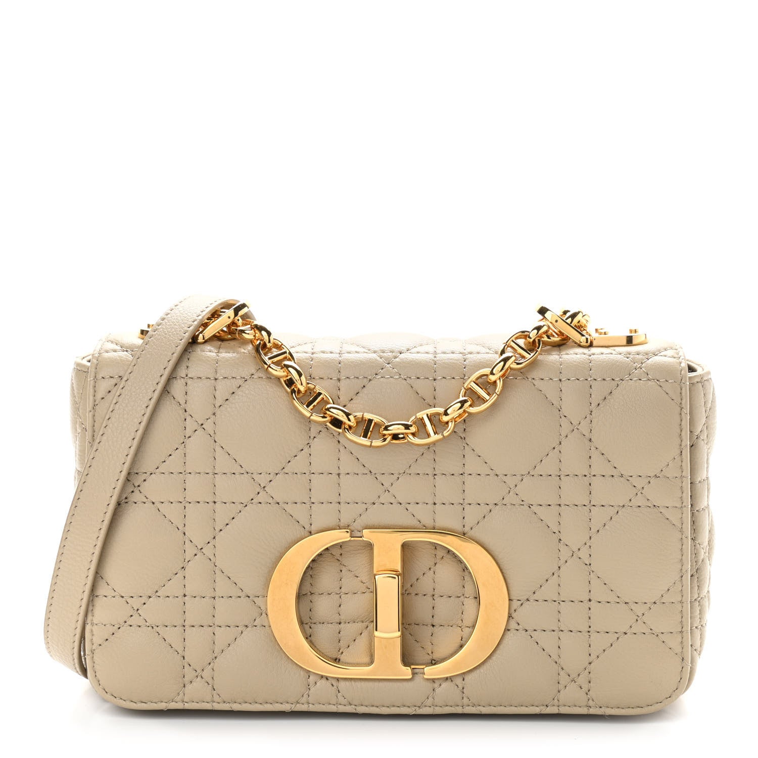 Christian Dior Calfskin Cannage Small Caro Bag Beige 1 of 10