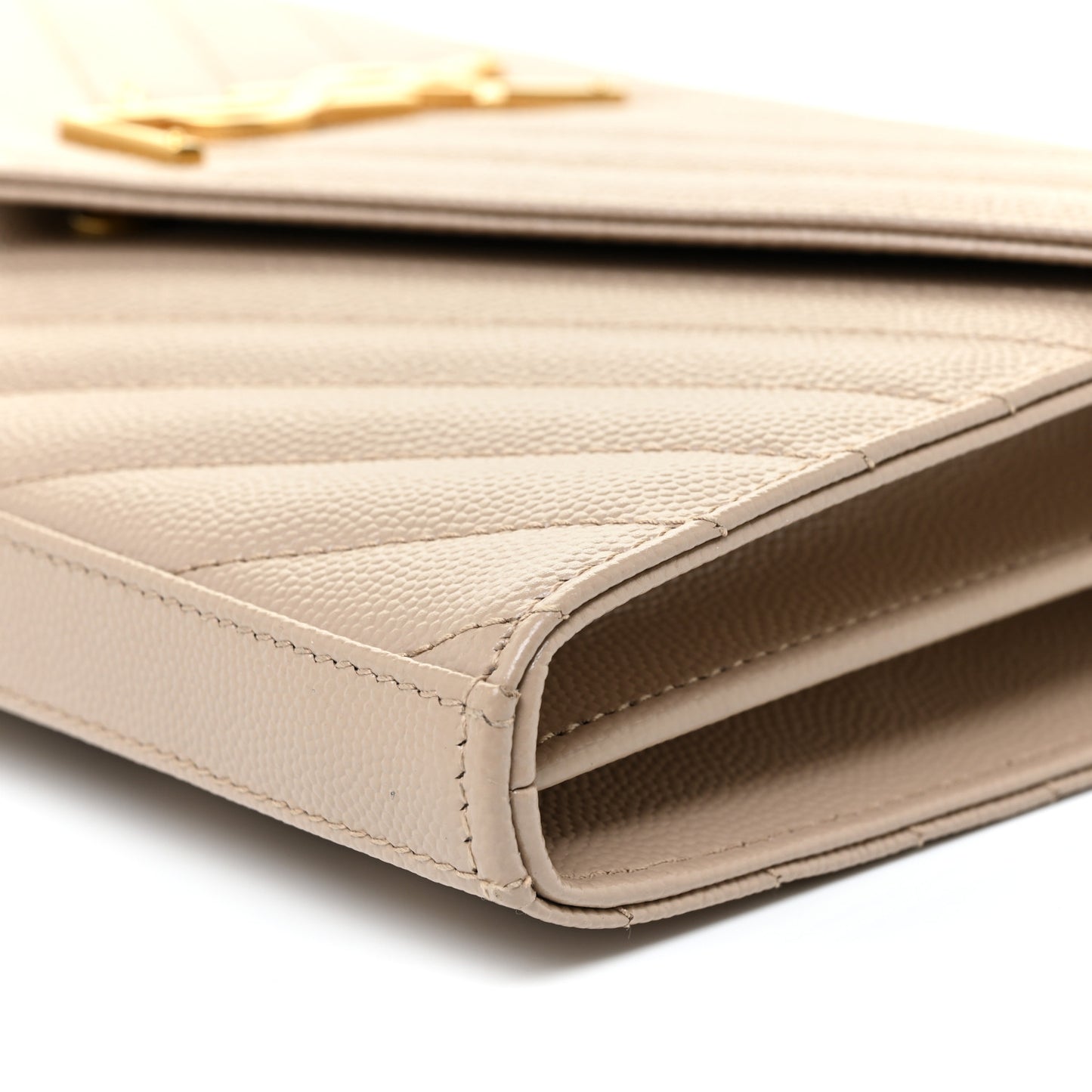 Grain De Poudre Matelasse Chevron Monogram Chain Wallet Dark Beige